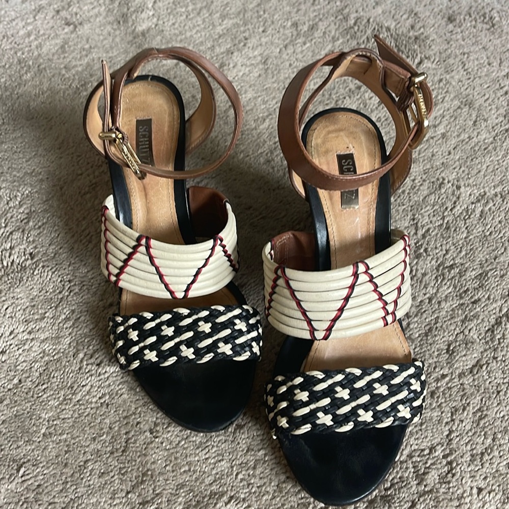 Schutz multi-color mid-heel sandal